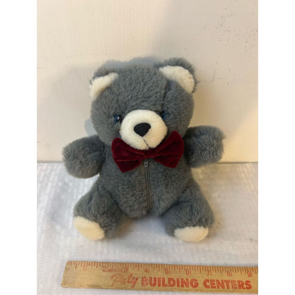 Carlyle &Co. Bear Cub 1995 gray bear bow (zipper‎ compartment) vintage